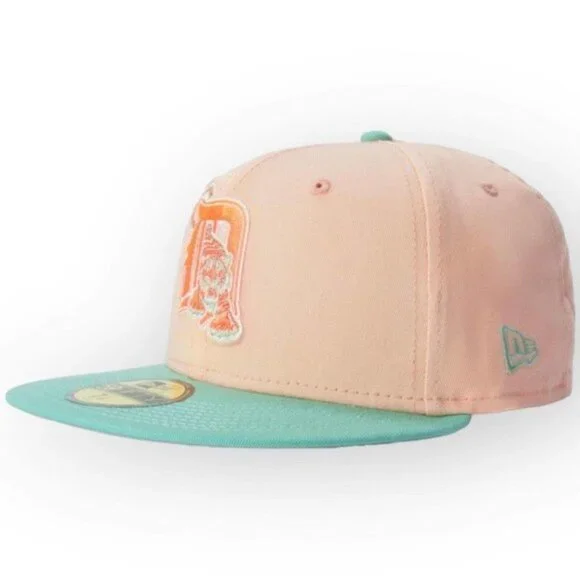 New Era Detroit Tigers Peach Mint 59FIFTY Fitted Hat 2005 All-Star Patch 7 3/8 - Picture 3 of 5